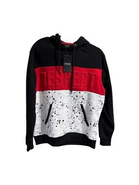 Track 23 Hoodie Mens Large Black Red Respect Graphic NWT Streetwear